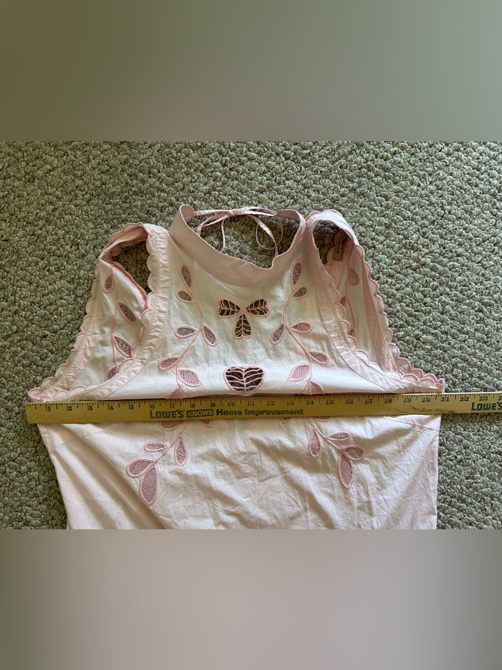 Stella Nova Anthropologie Pink Embroidered Eyelets Maci Sleeveless Dress size L - Picture 8 of 11